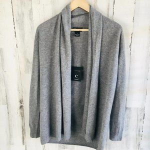 C by Bloomingdale's 100% Cashmere Shawl Neck Open Front Cardigan Gray